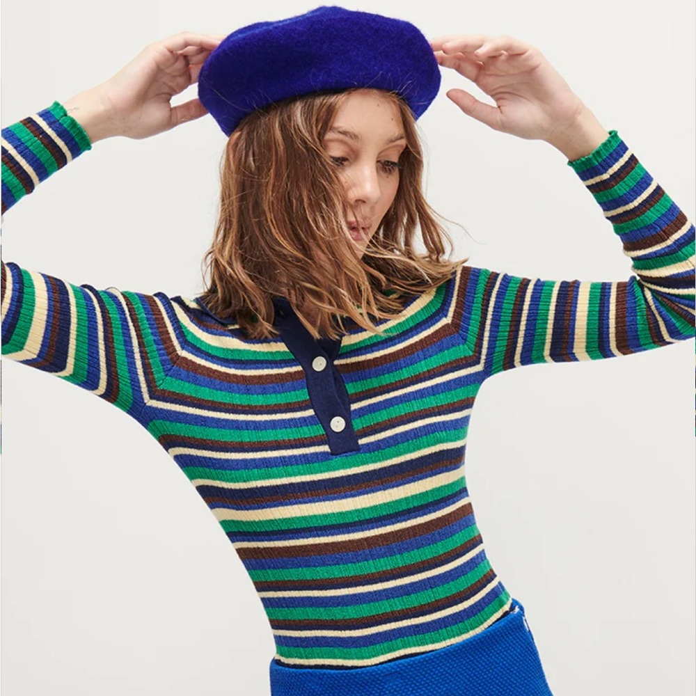 Ghanda Retro long sleeve striped top!!